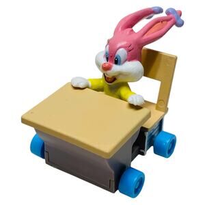 1990 Tiny Toon Adventures Pink Babs Bunny School Rolling Desk Figure Applause
